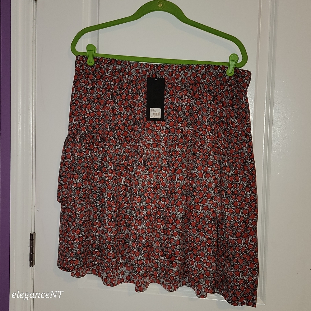Lane Bryant 2 Layer Ruffle  Starry Red/Black/White Lined Skirt Sz: 14/16 NWT - Picture 10 of 10